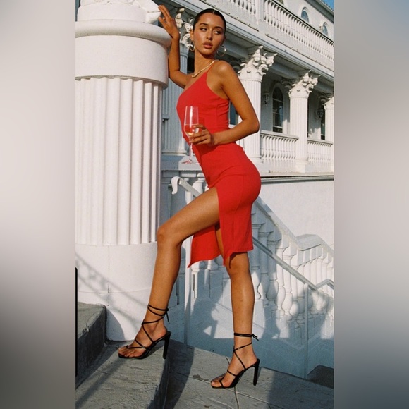 Princess Polly One-Shoulder Red Dress – Size US 6 (AU 10, EU 38) asymmetrical - Picture 5 of 8